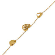 Gold-plated steel pendant with heart charms, another view